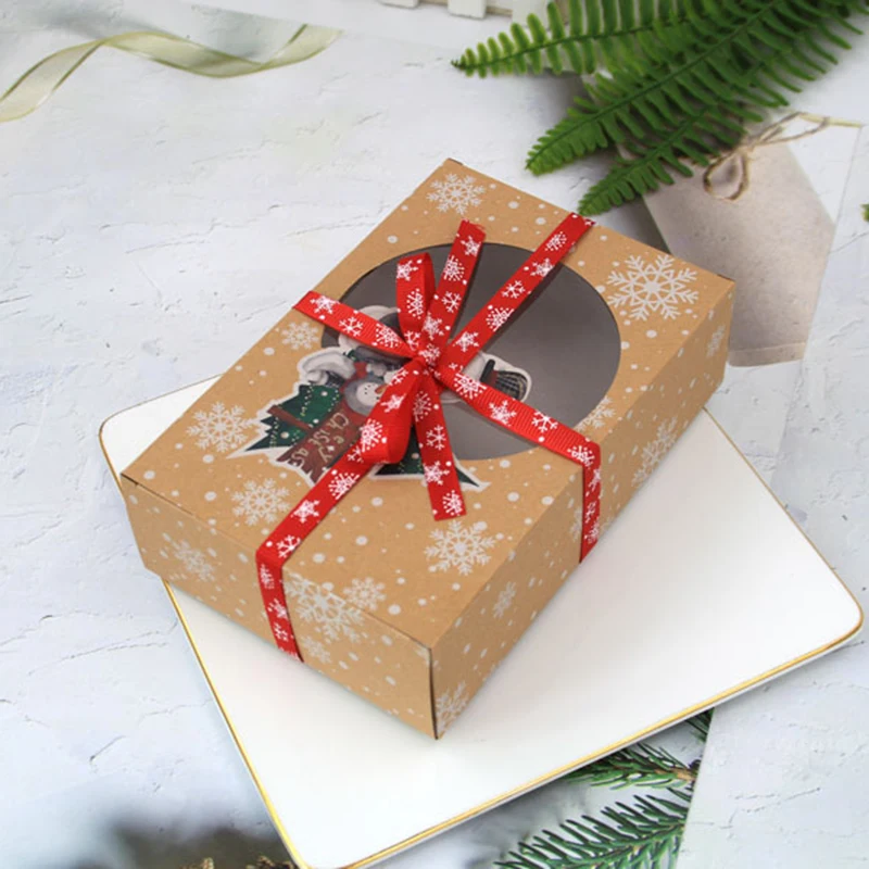 

24 Pcs Christmas Cookie Boxes Gift Boxes Cupcake Boxes with Clear Window Paper Xmas DIY Gift Cake Boxes Decorative Treat New