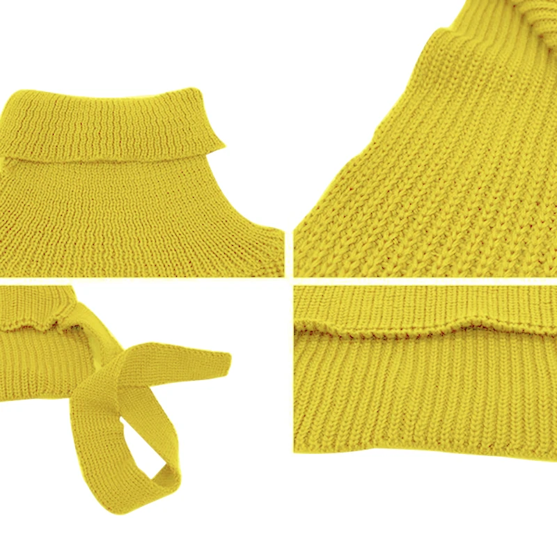 

Autumn Lazy Style High Collar Sweater Vest Women Clothes Female Thick Sleeveless Short Style Knitted Vest Waistcoat/