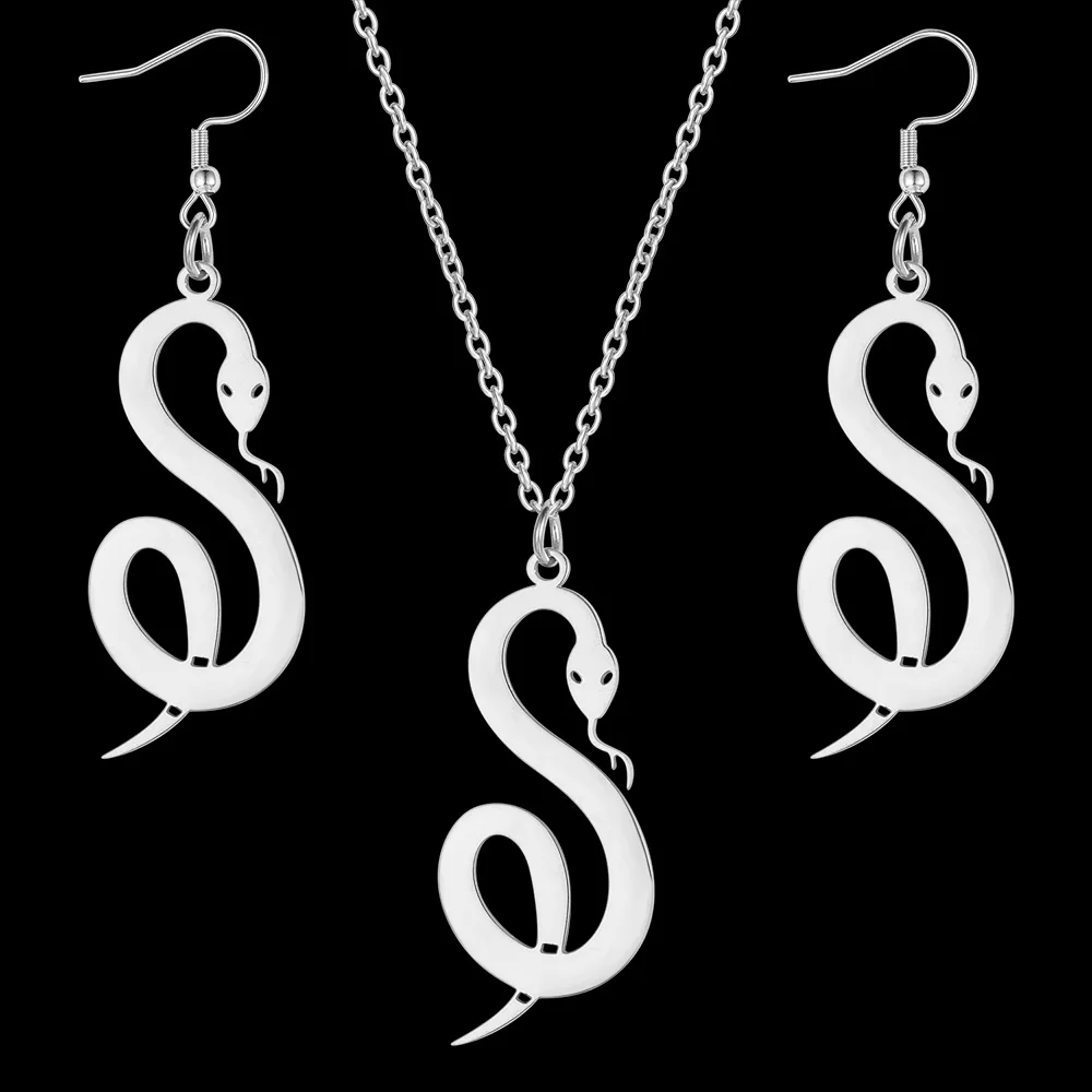 

Vnistar 100% Stainless Steel Minimalism Fashion Snake Earring Necklace Jewelry Set Women Wholesale Dropshipping