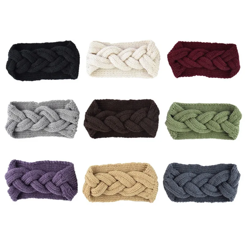 Зимняя теплая вязаная повязка на голову тюрбан для женщин вязаный крючком бант