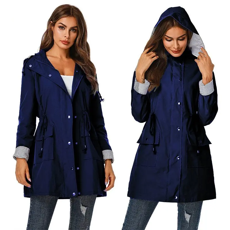 

Women Waterproof Coat Packable Hooded Outdoor Raincoat Windproof Hiking Clothes Lightweight Zipper Jacket