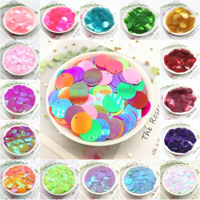 Прозрачные большие круглые Блестки 2 см 20 мм Цветные Плоские свободные пайетки из