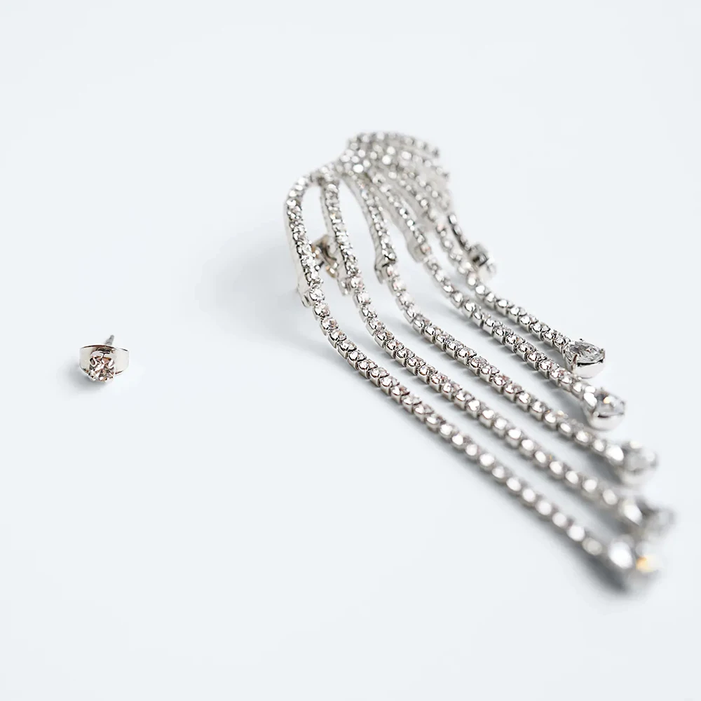 

Girlgo ZA New Silver Color Drop Earrings For Women Set Luxury Metal Glass Crystal Statement Earring 2020 Trend Jewelry Wholesale