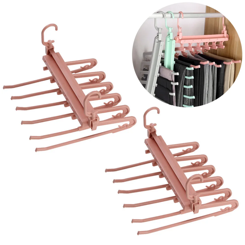 

HPDEAR 2 Pack Space Saving Hangers Closet Organizer Non-Slip, 6 Layered for Scarf Jeans Pants Shirts Dresses