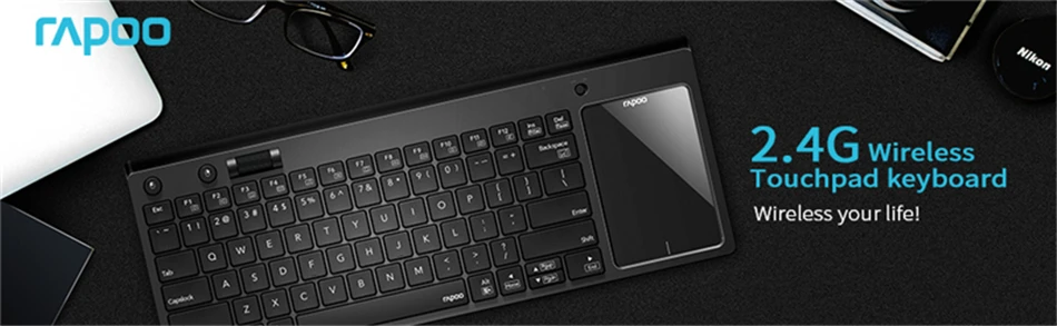 Rapoo K2800 беспроводной пульт для телевизора с тачпадом, легкий медиа-контроль и встроенная сенсорная панель большого размера
