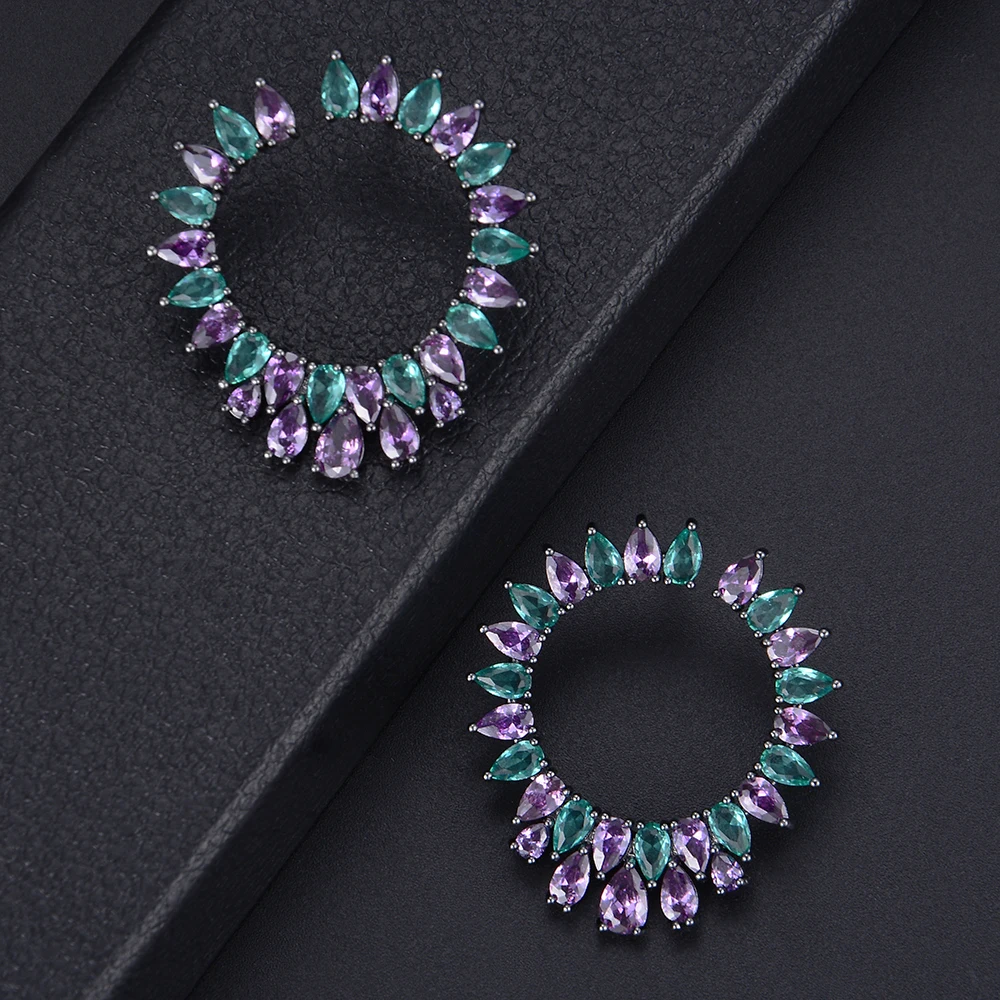 

LARRAURI 2019 Fashion Jewelry Full Mirco Paved Zirconia Statement Earrings For Women Dubai Bridal Wedding Earrings