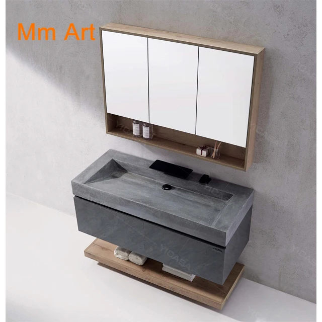 Серый цвет шиферная поверхность современные шкафы для ванной комнаты с зеркалом