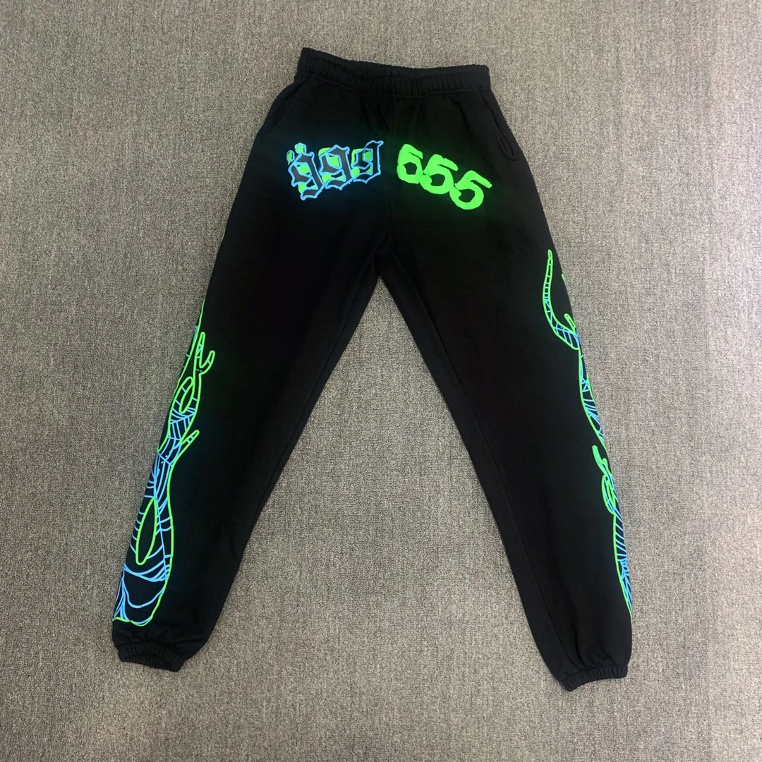 

Брюки Young Thug Sp5der 55555, спортивные брюки с рисунком пламени, спортивные брюки, леггинсы из ледяного шелка с принтом букета, свободные трендовые повседневные штаны