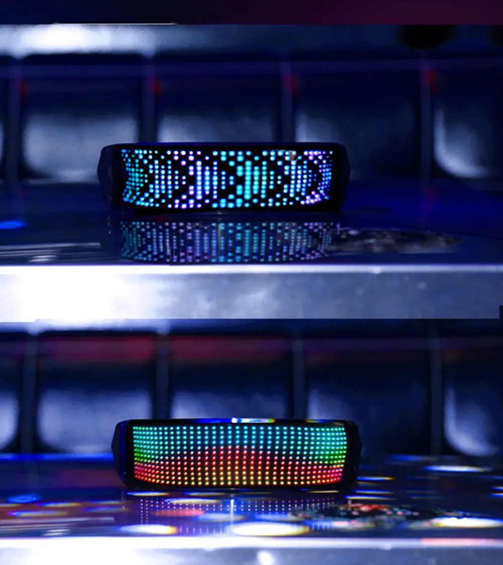 저렴한 프로그래밍 가능한 블루투스 RGB 풀 컬러 발광 LED 안경 크리스마스 파티 조명 선물 축제 스크롤