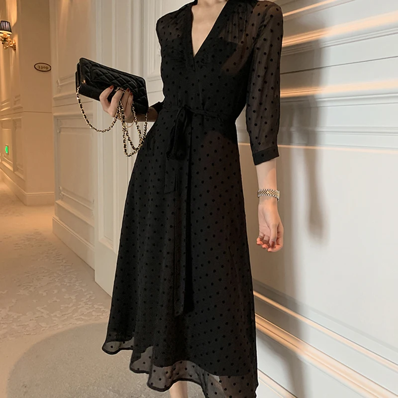 Элегантное Черное Бандажное платье женские соблазнительные прозрачные платья с