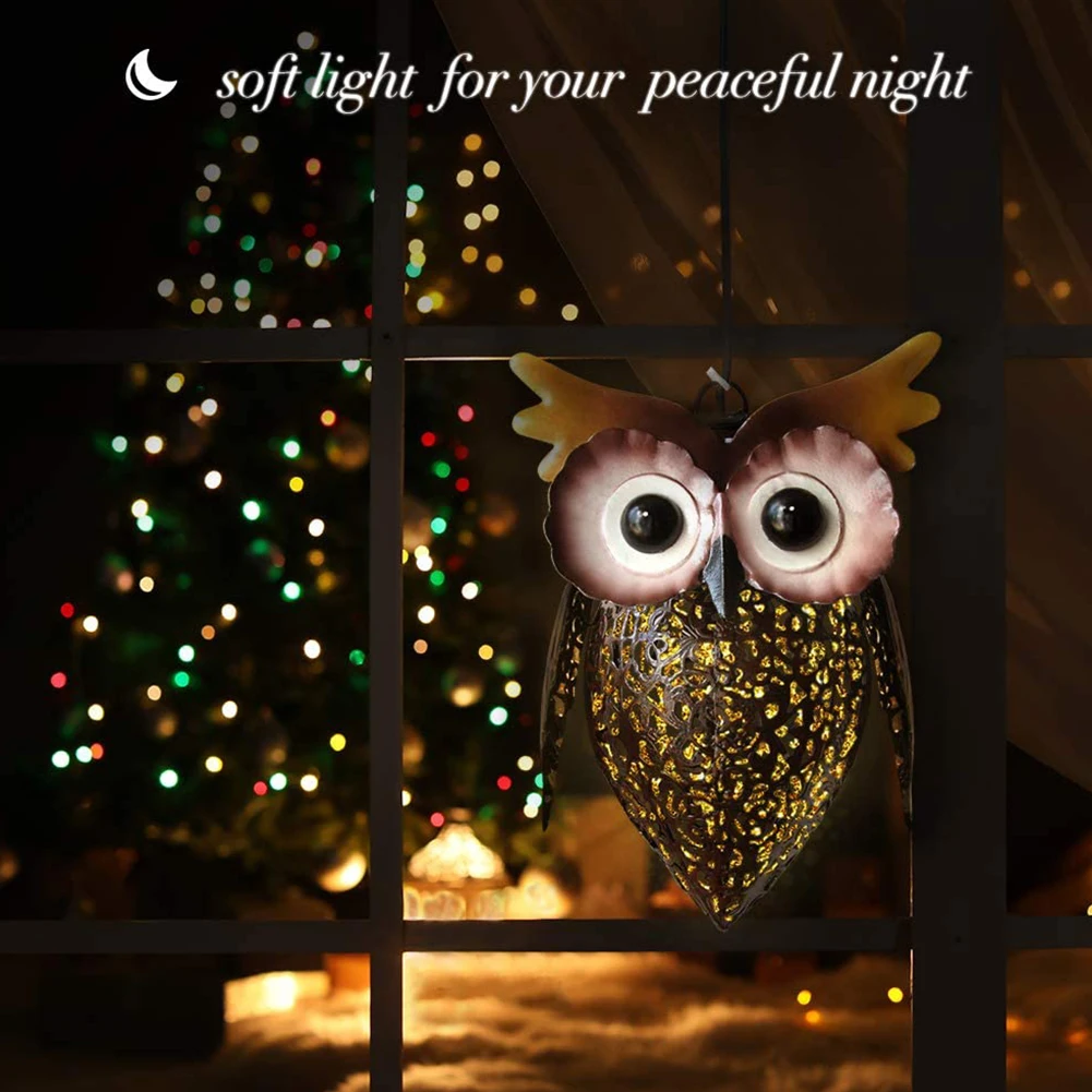 

Solar Owl Lantern Garden Animal Lamp Lanyard Hanging Outdoor Decorative Bird Ornament Patio Garden Outdoor Lantern Light 2PCS