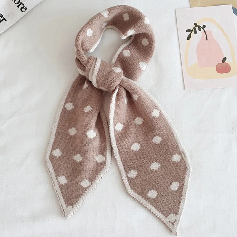 

Korean Knitted Wool Double-Sided Warmth Thick Diagonal Scarf Unisex Students Soft Dots Wild Fashion Decorative Small Scarf F96