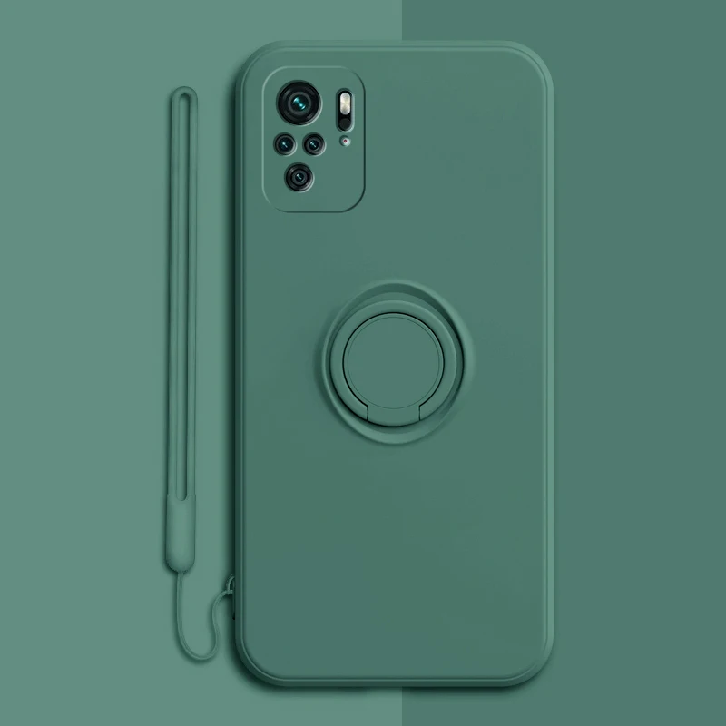 Luxury Silicone Case For Xiaomi Mi 10T 11T Pro Redmi Note 9 10S 10 9S Pro Max POCO F3 X3 Pro NFC Mi10T Cover Ring Holder Stand T