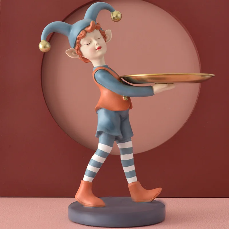 

New Creative Resin Sculpture Elf Model Living Room Desktop Snack Rack Ornaments Porch Key Storage Tray Home Decor Birthday Gifts