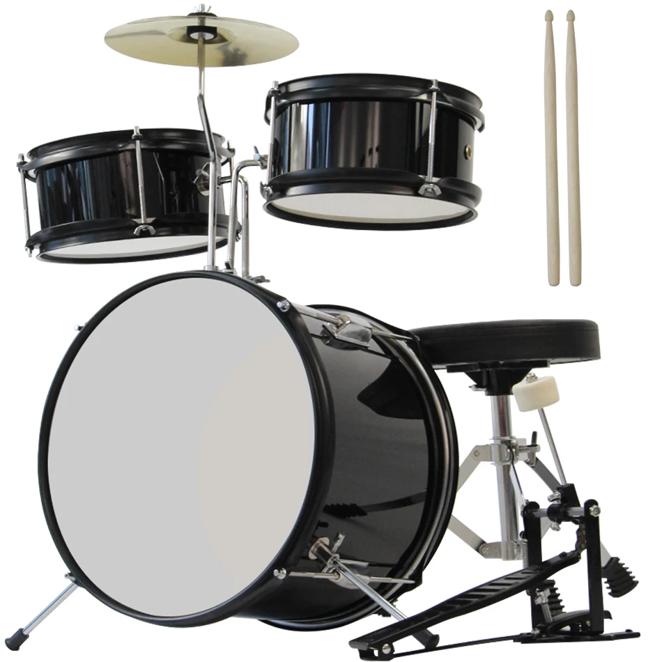 12 inch Kids Drum Set - Kit w/ Drums Drumsticks Seat Musical Instruments Age 5 Real 3 Pieces | Спорт и развлечения