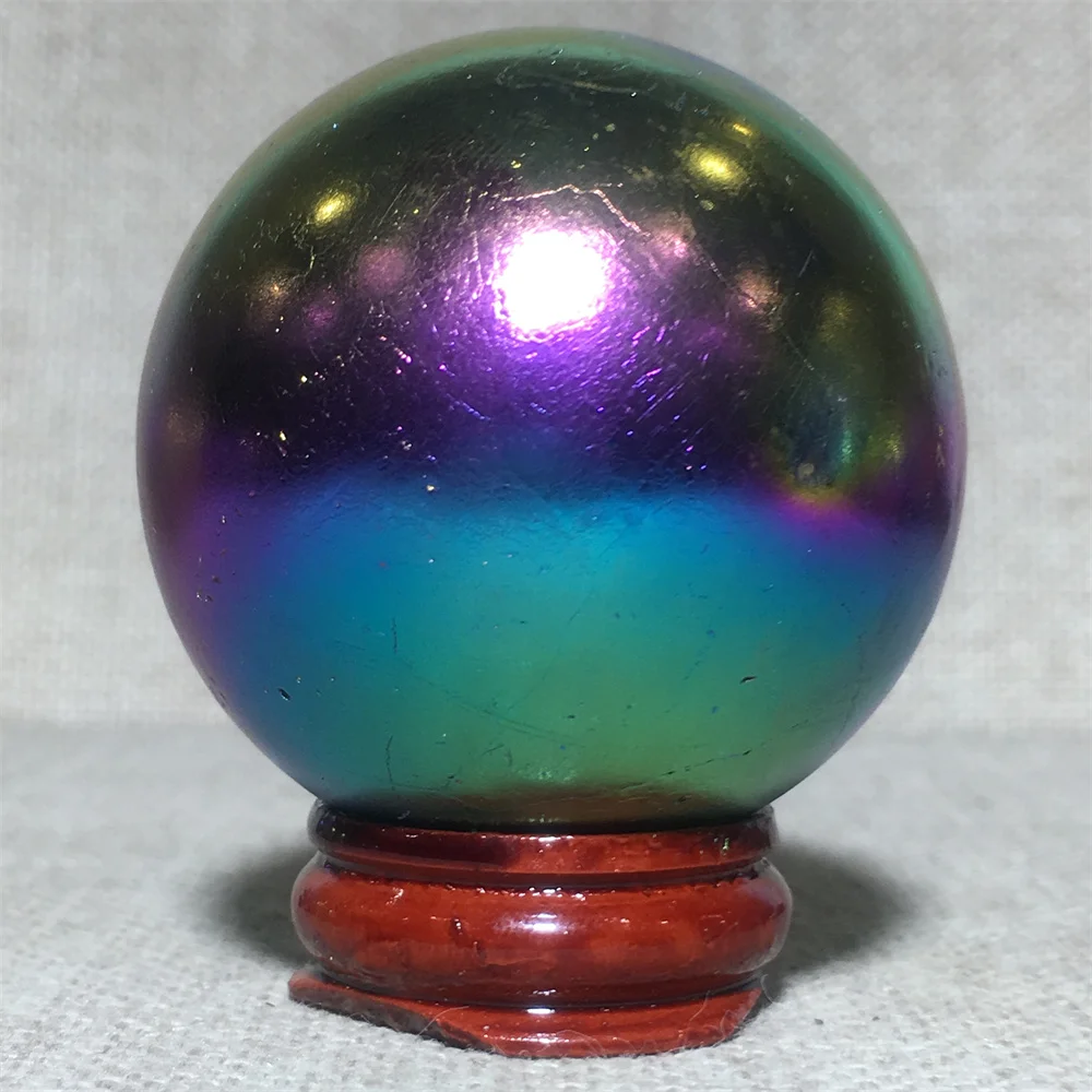 

Радужный кристалл с Аура-кварцем Ball Reiki массаж коллекция домашнего декора минеральный драгоценный камень полированный шар Фен-шуй лечение