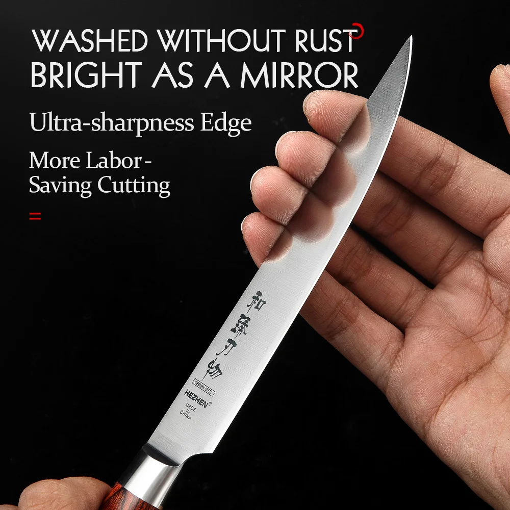 HEZHEN 4 шт. Набор ножей для стейка бритва из нержавеющей стали острые лезвия шеф повара режущий