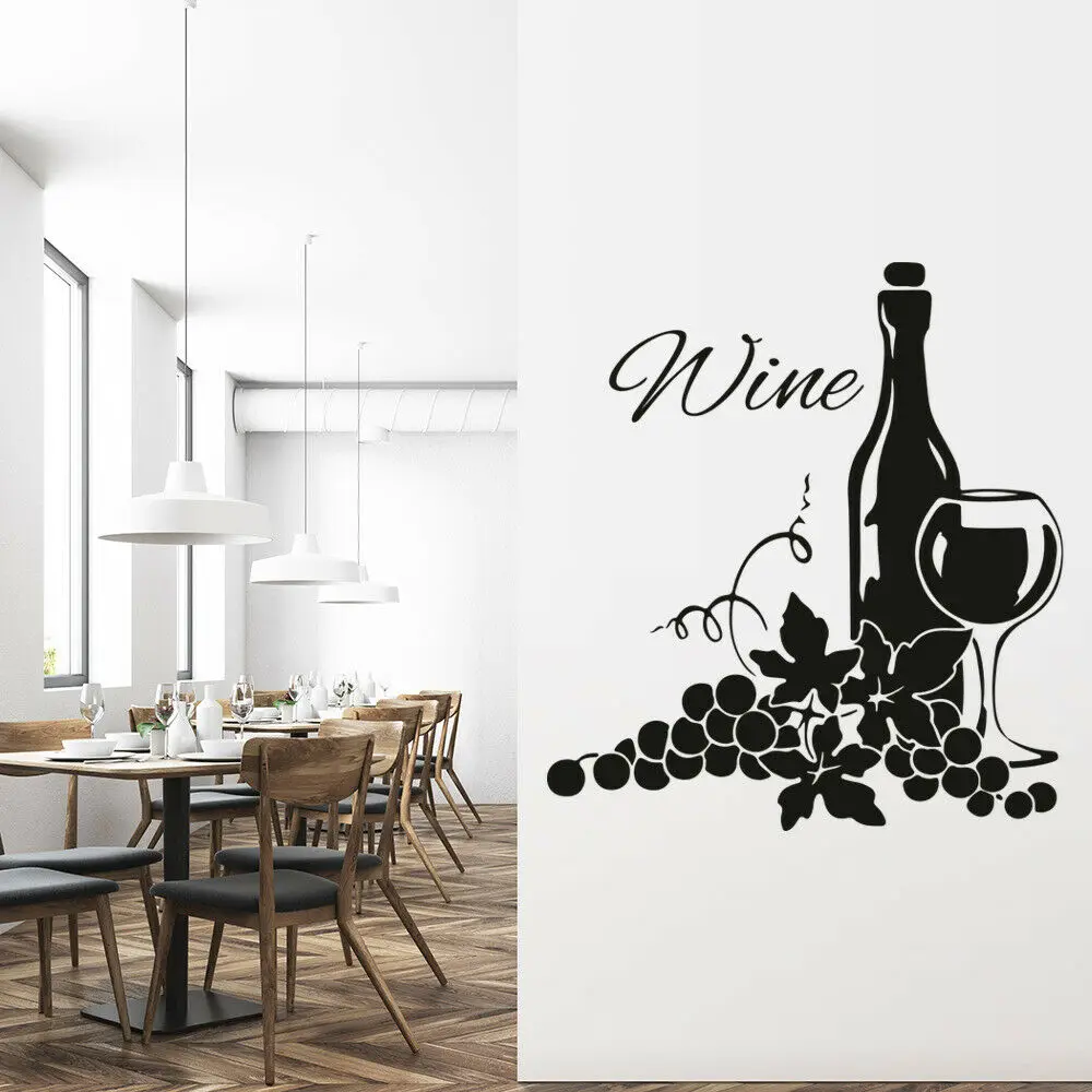 

Wine Quote Decal Grape Pattern Bottle Fruit Drinks Vinyl Wall Sticker Wallpaper Kitchen Wall Decorate Home Ornament Muraux A347