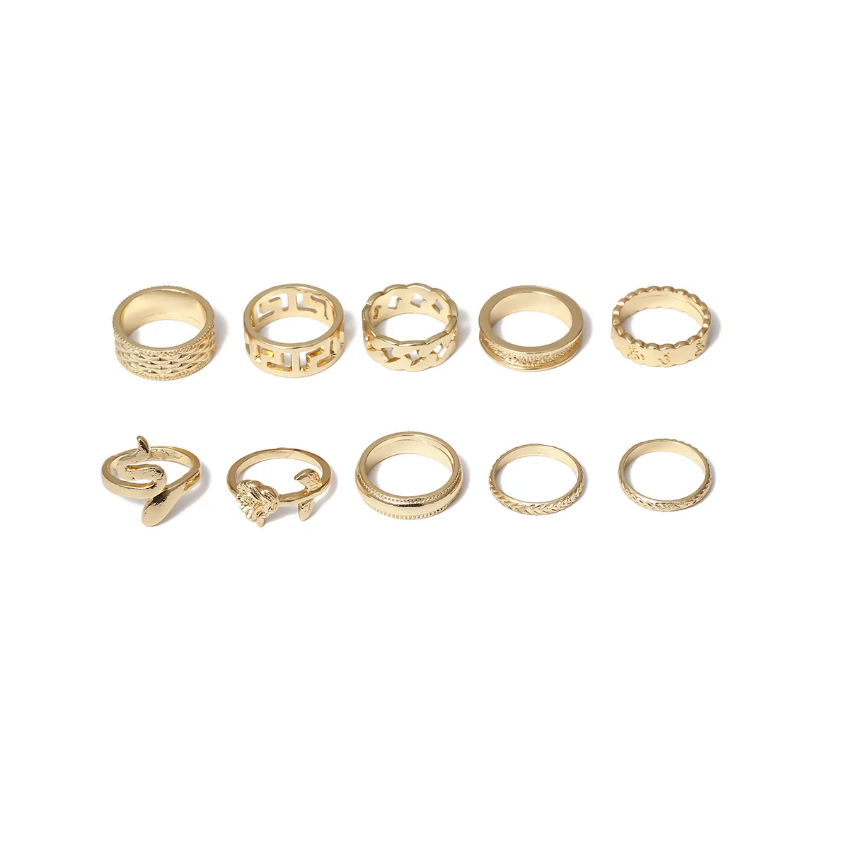 

Women Multi-element Geometric Mix and Match Ring Bracelet, Simple and Fun Snake-shaped Ring, Free Shipping