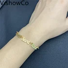 VishowCo именной браслет из нержавеющей стали, Золотая кубинская цепочка, персонализированный браслет с различными именами, ювелирные изделия для семейных женщин, подарки