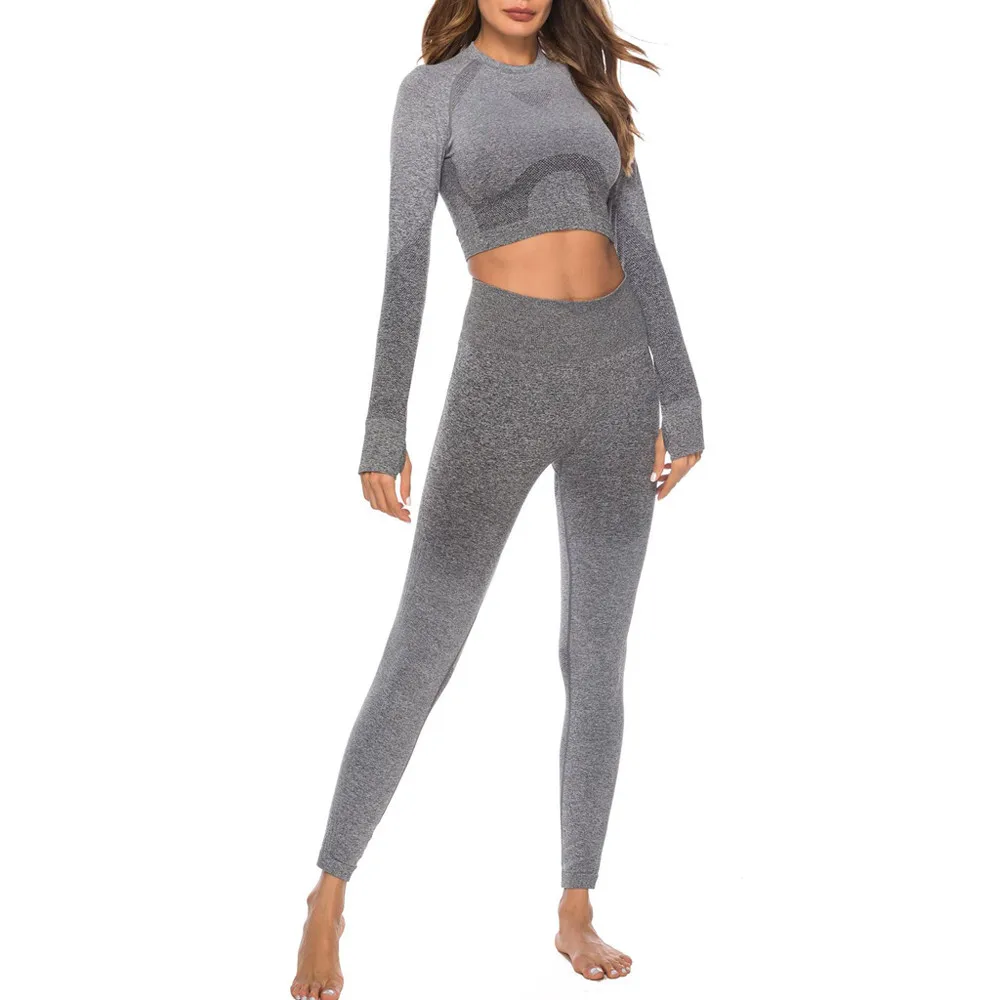 Женский тренировочный укороченный топ с принтом леггинсы фитнес-костюм для йоги