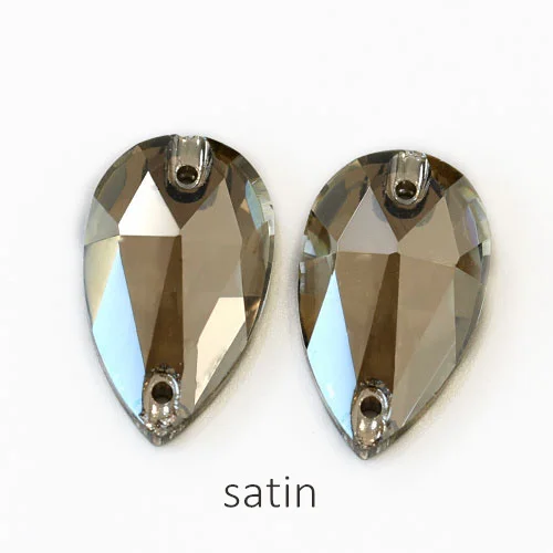 Satin 11x18 мм Красочные 24 цвета лучшее качество пришить стразы каплевидной формы бутик стекло Flatback пришить декоративные камни для одежды F0051 - Цвет: Satin