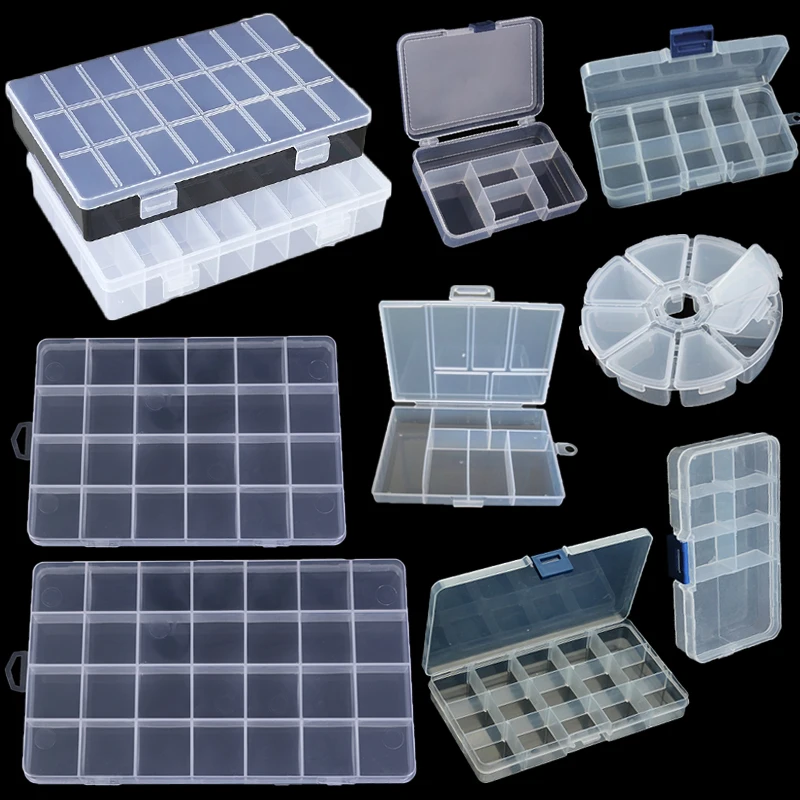 

Прозрачный пластиковый ящик для хранения ювелирных изделий, 12 размеров, регулируемый контейнер для бусин, сережек и ювелирных изделий, прям...