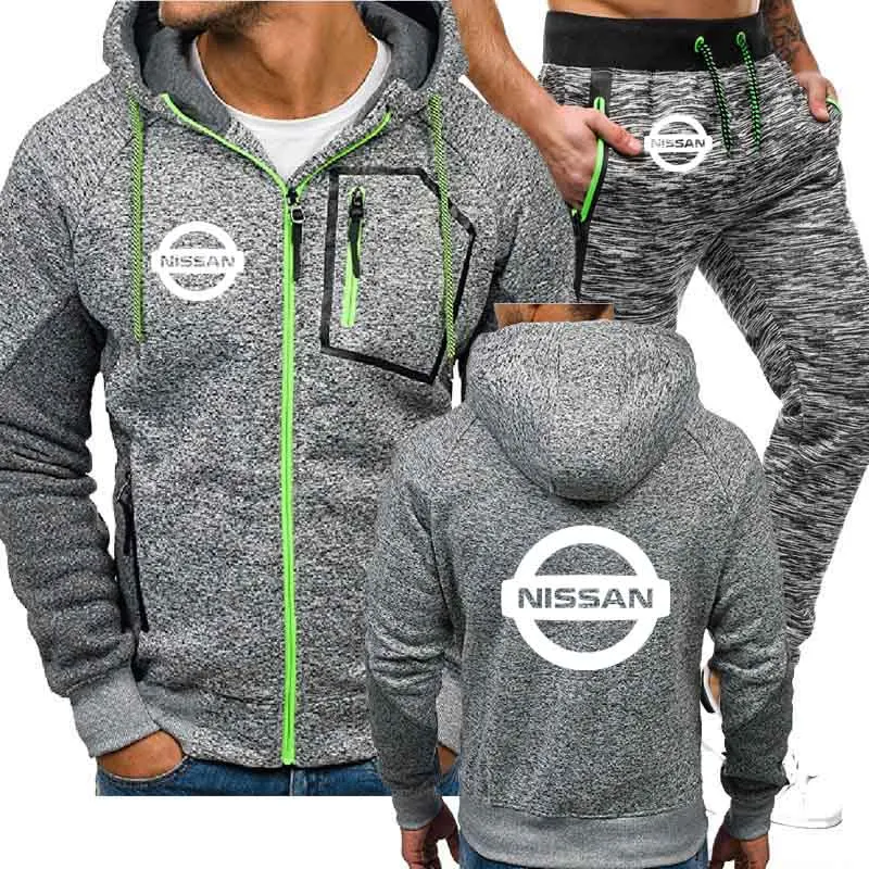 

jacket Men Nissan Car Logo Printed Sweatshirt Fashion Men Hoodie hip hop harajuku Casual Fleece Male Hoodies Pants Suit 2Pcs