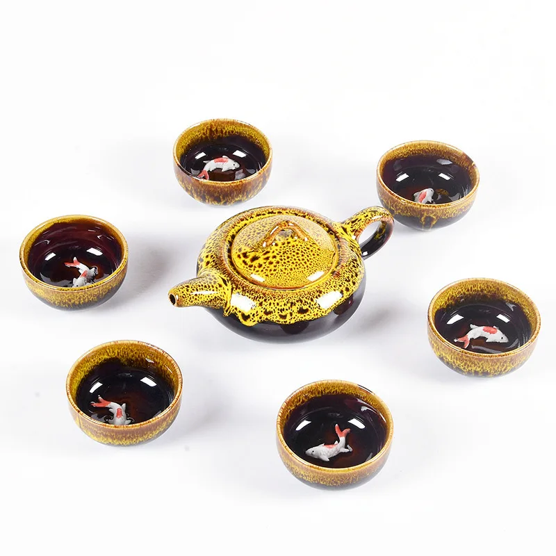 

Креативный китайский чайный набор, керамический глазурь, чайный набор из фарфора, портативные чайные чашки, чайная церемония, Tetera Japonesa, дома...
