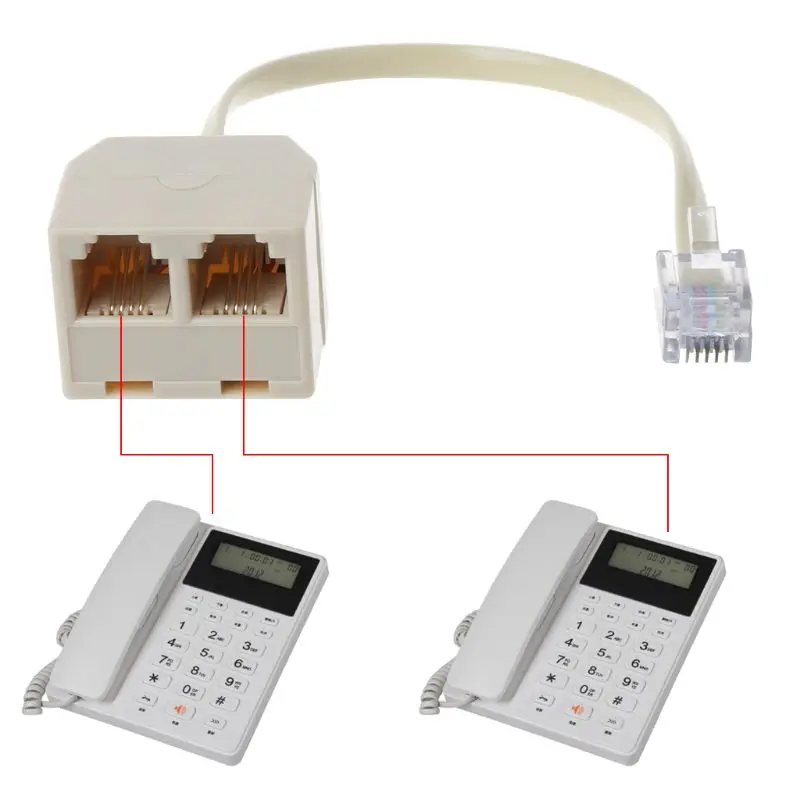 

2021 New Telephone Splitter RJ11 6P4C 1 Male to 2 Female Adapter RJ11 to RJ11 Separator