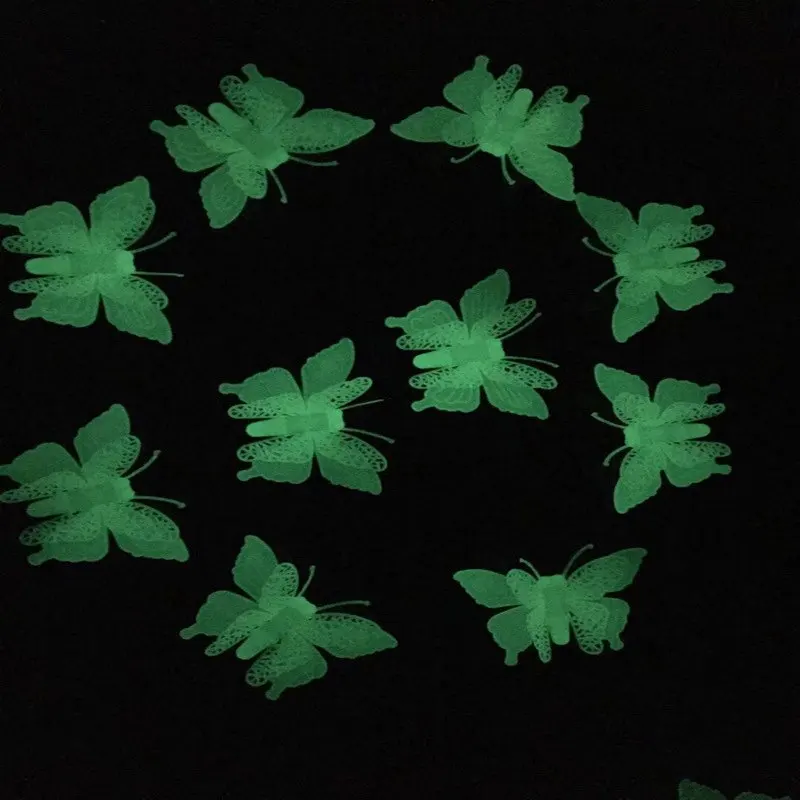 10 ярких детских 3D светящихся наклеек из ПВХ с переключателем бабочками