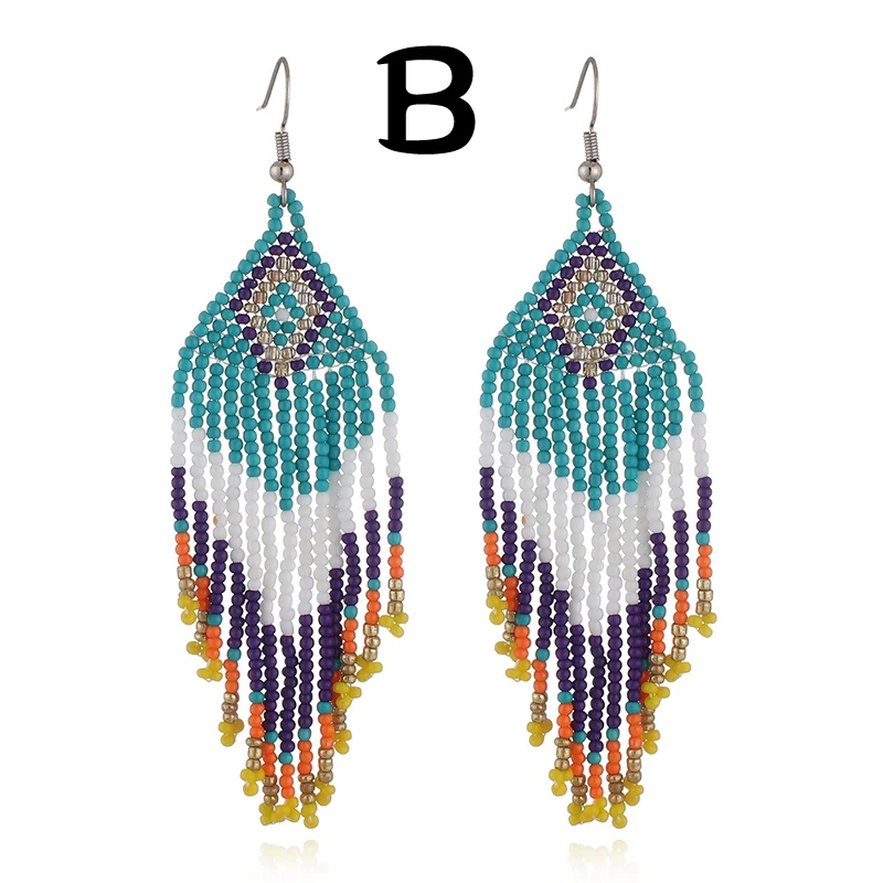 

Bohemian Long Tassel Beads Earrings Handmade Dangle Drop Earrings Jewelry Women Fashion Jewelry Gifts