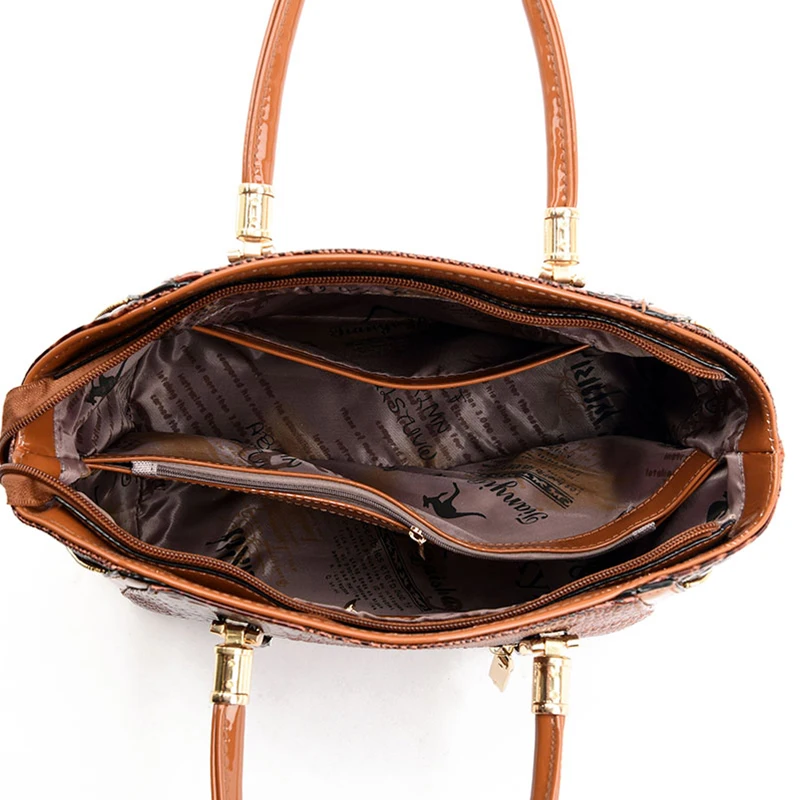 Брендовые лакированные сумки через плечо из крокодиловой кожи для женщин