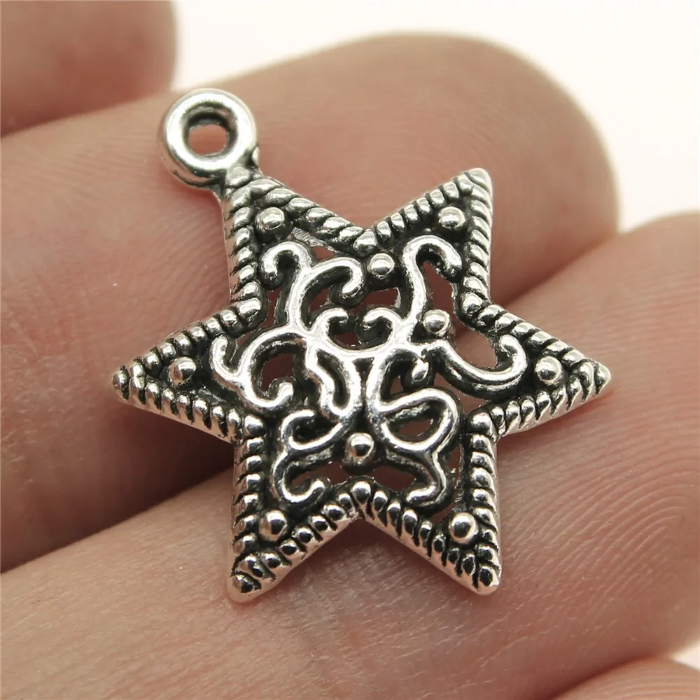 

WYSIWYG 10pcs 23x17mm David Star Charms Star Of David Charm Carved Six-Pointed Star Charms For Jewelry Making