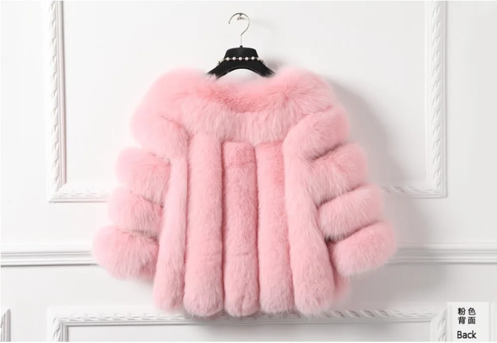 

Korean Fox Stitching Short Thick Warm Slim Plush Woman Faux Fur Collar Winter Coat Women Mink Jacket Covered Button Outerwear
