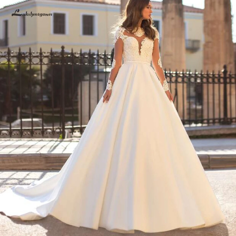 Роскошное атласное свадебное платье Lakshmigown женское прозрачный кружевной топ с