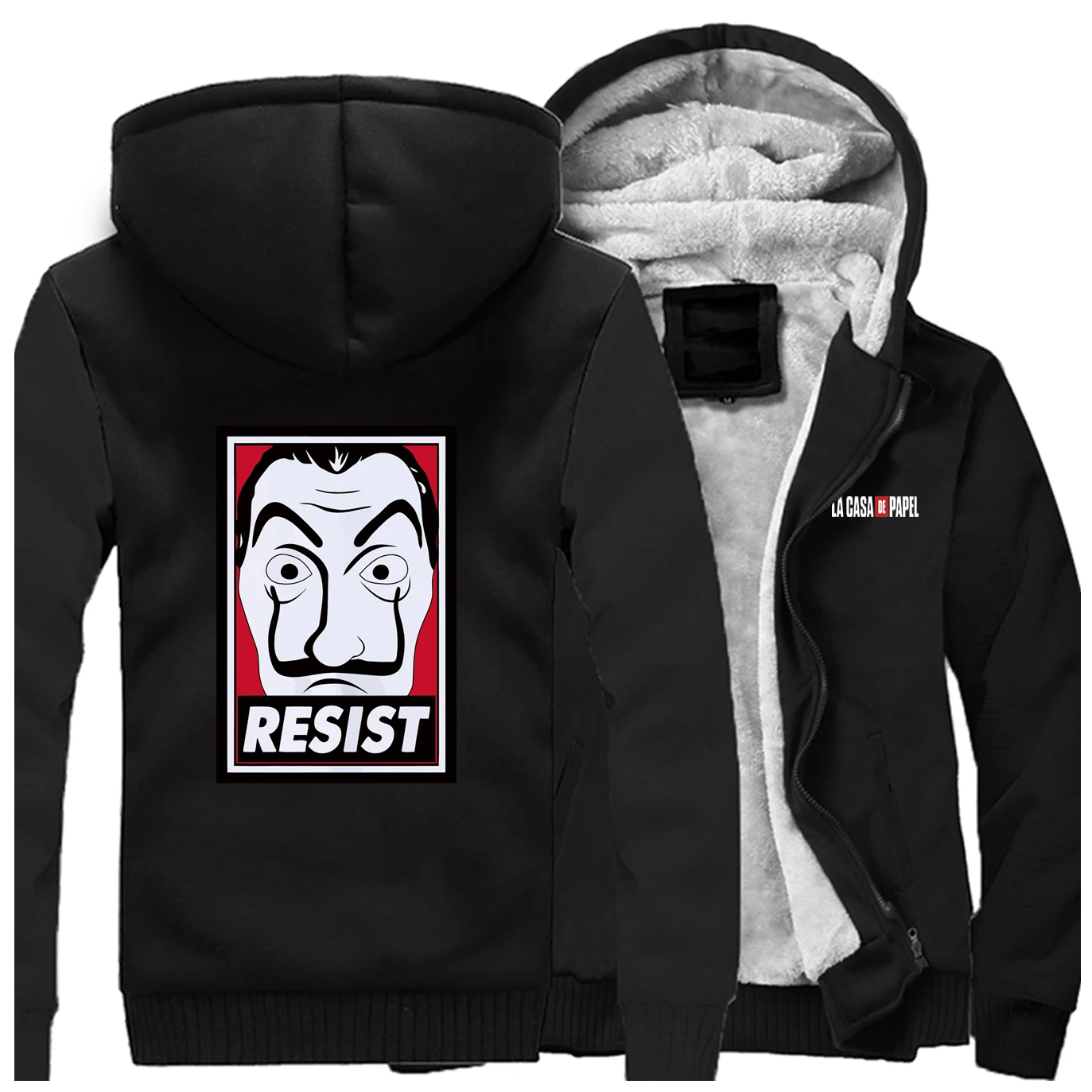 

La Casa De Papel Hoodies Men Thick Warm Hoodie Sweatshirt Fashion Winter Jacket House Of Paper Money Coat Hip Hop Streetwear