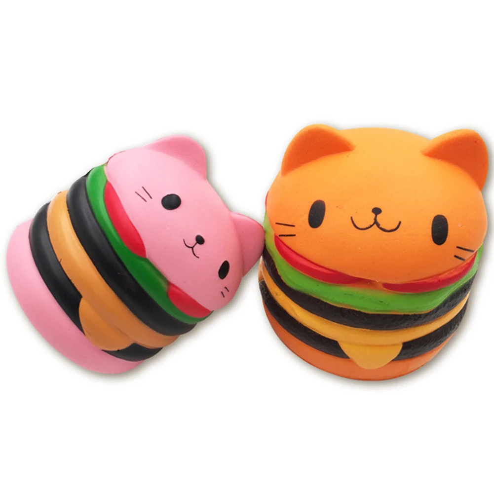 

Kneading Toy Slow Rebound Cat Head Burger Soft Cartoon Kneading Decompression Fingertip Compression Toy Children Adult Toys