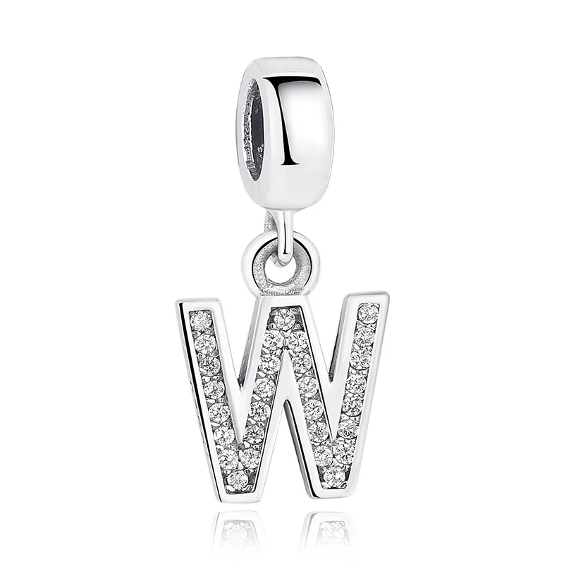 2019 NEW 925 Sterling Silver Vintage T to Z Clear CZ 26 Letter Alphabe Bead Charms Fit Bracelets DIY Jewelry | Украшения и