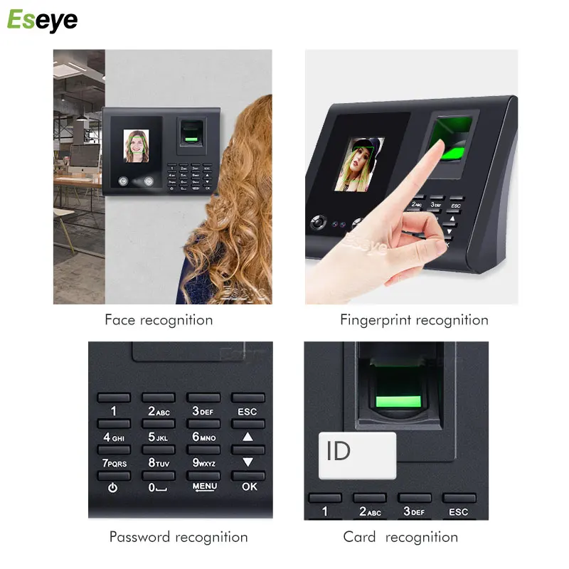 Eseye Face Recognition Fingerprint Access Control Biometric Attendance System Time Clock Employee Office Machine | Безопасность и