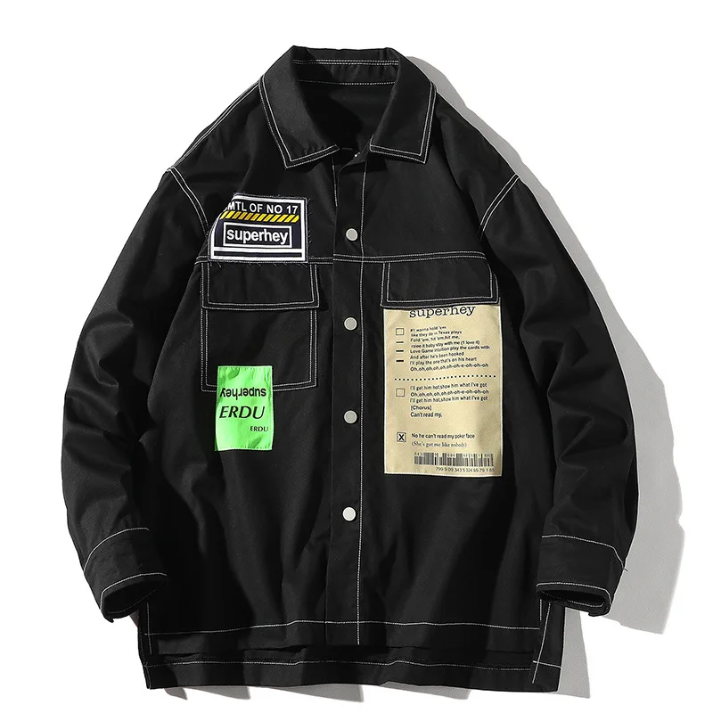 Куртка карго Мужская однотонная уличная одежда пальто с длинным рукавом в стиле