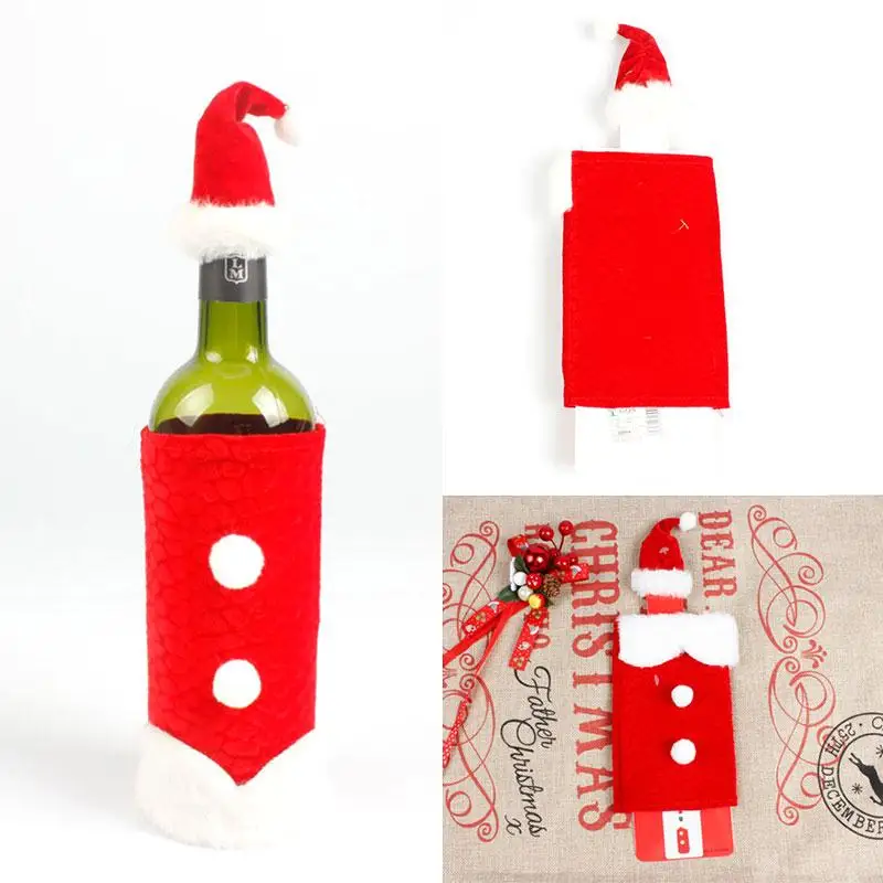 Рождественский Декор с шляпой костюм для красного вина сумка винной бутылки