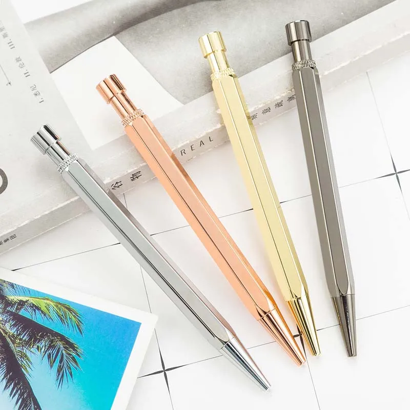 

Business Metal Ballpoint Pens 1.0mm Black Ink Push Style Rollball Pen Retro Writing Pen School Office Supplies Stationery Gift