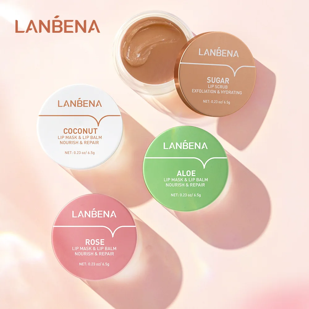 

6.5g LANBENA Rose/Brown Sugar Scrub/Coconut Oil/Aloe Vera Lip Mask 4 Styles lip scrub lip cream exfoliante