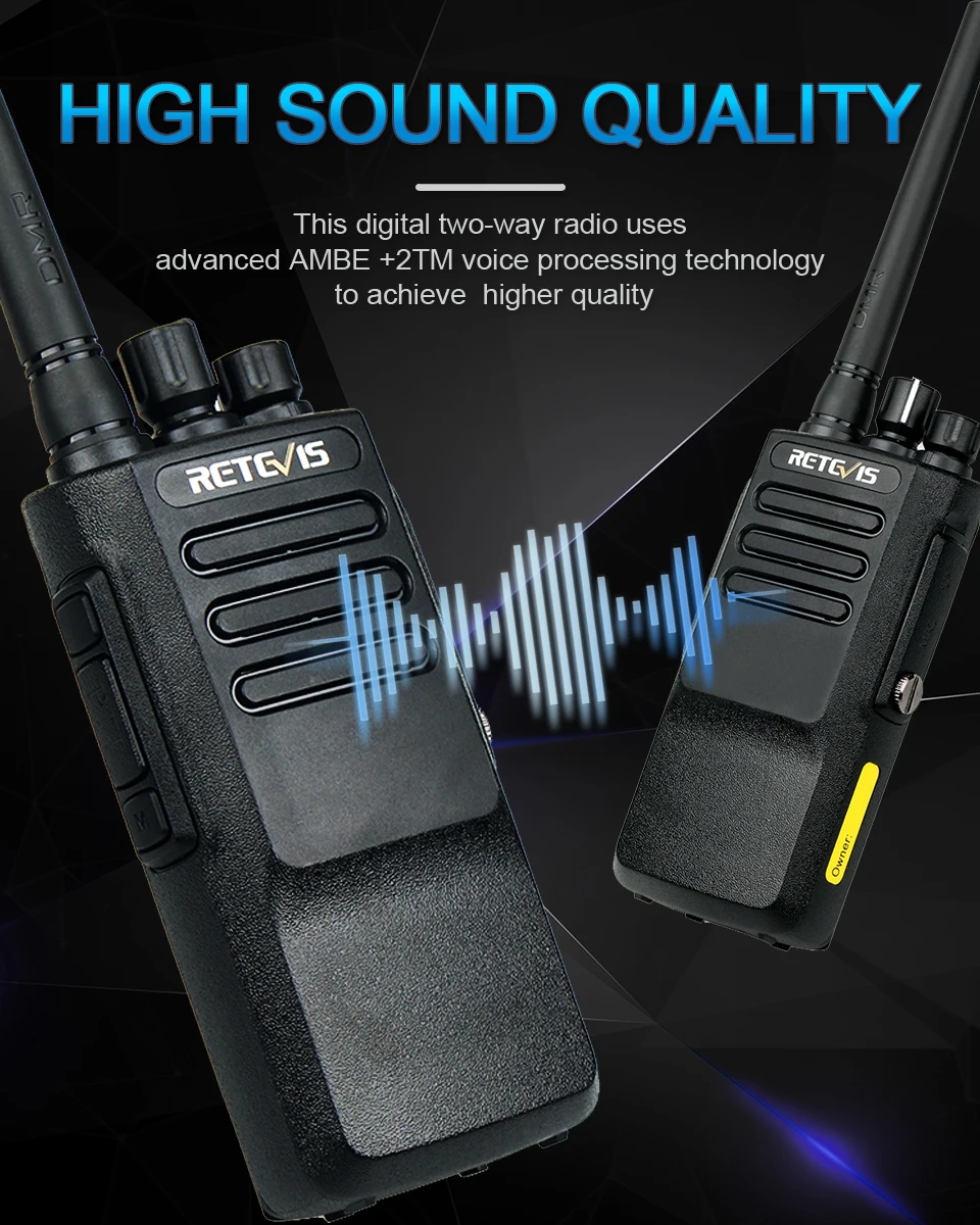 Высокая мощность DMR радио цифровой IP67 водонепроницаемый Walkie Talkie Retevis RT50 дисплей UHF VOX портативный двухсторонний радио Walkie-Talkie