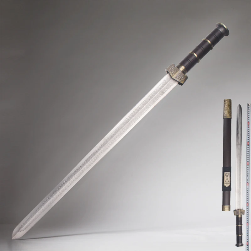 

Chinese Qin Sword Stainless Steel Blade Fish Scale Pattern High Quality Crafts Metal Handle 74cm 0.9kg FengShui Home Furnishings