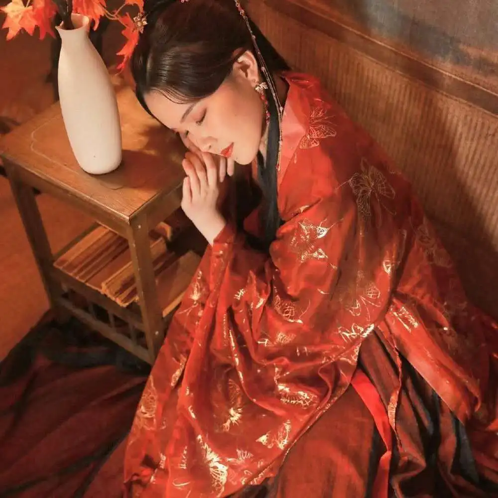 

maquillage nouveau traditionnel chinois Hanfu robe printemps et automne deux