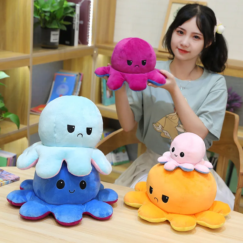 

Furnishing Birthday Doble Cara Toys Double-sided Squishy Nap Party Mascot Plush Octopus Newly-arrived Emotional Plushie Octopus