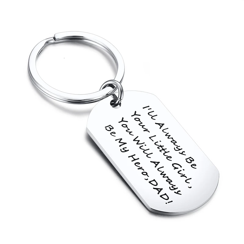 

Personalized Engraved Dad Keychain Key Ring Stainless Steel Dog Tag Father Key Chain Gift