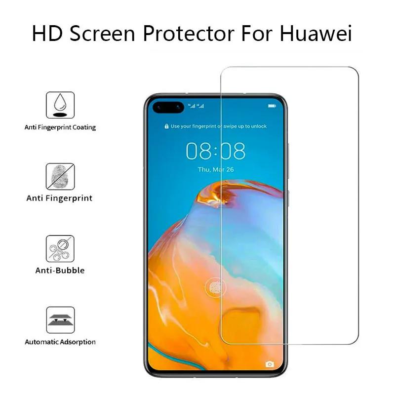 

2Pcs 2.5D HD Protective Glass For Huawei P40 Screen Protector Anti Blue Safety Glass Film For Huawei P40